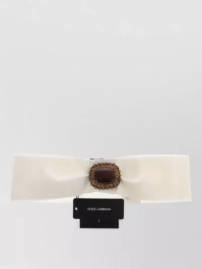 Dolce & Gabbana Crystal Brass Runway Belt Wide Waist In White