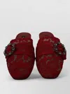 Dolce & Gabbana Lace-embellished Crystal Slide Flat In Red