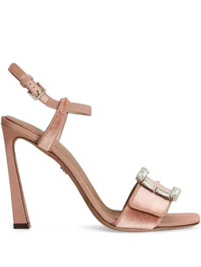 Dolce & Gabbana Crystal-buckle Sandals In Nude