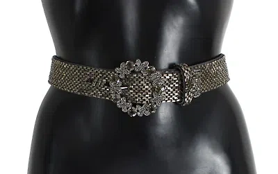 Pre-owned Dolce & Gabbana Crystal Buckle Sequined Waist Belt