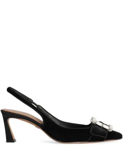 Dolce & Gabbana Crystal-buckle Slingback Pumps In Black