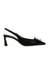 Dolce & Gabbana Crystal-buckle Slingback Pumps In Black
