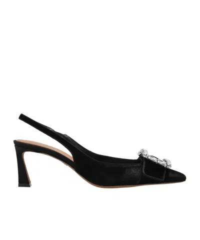 DOLCE & GABBANA DOLCE  GABBANA BUCKLE EMBELLISHED VELVET SLINGBACKS
