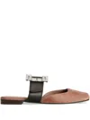 Dolce & Gabbana Crystal-buckle Slippers In Neutrals