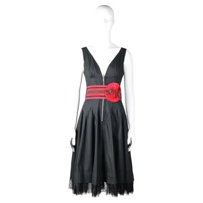 Pre-owned Dolce & Gabbana Crystal Butterfly Embellished Cocktail Dress 2005-2006 In Black