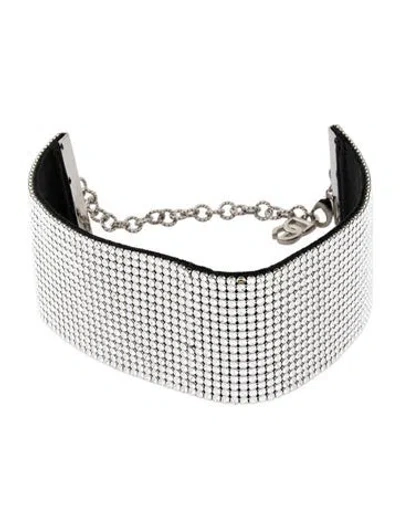 Pre-owned Dolce & Gabbana Crystal Choker Necklace, 16.5" In Black