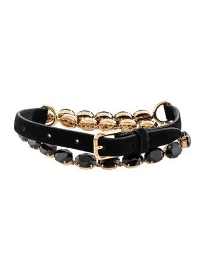 Pre-owned Dolce & Gabbana Crystal Crystal Embellishments Waist Belt In Black
