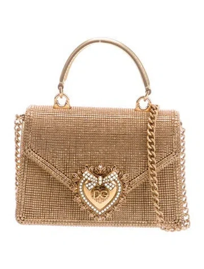 Pre-owned Dolce & Gabbana Crystal Devotion Bag Small In Silver