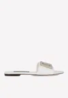 Dolce & Gabbana Crystal-embellished Dg Logo Leather Sandals In White