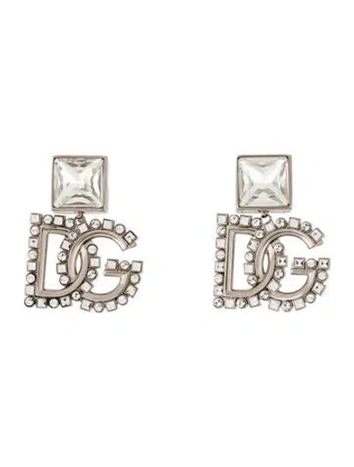 Pre-owned Dolce & Gabbana Crystal "dg" Clip-on Earrings In Multi