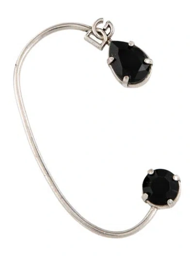 Pre-owned Dolce & Gabbana Crystal Dg Logo Single Ear Cuff Earring In Black