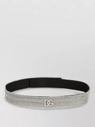Dolce & Gabbana Crystal Embellished Adjustable Silver Tone Belt