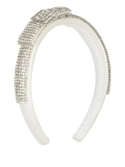 Dolce & Gabbana Kids' Crystal-embellished Bow Headband In Neutral