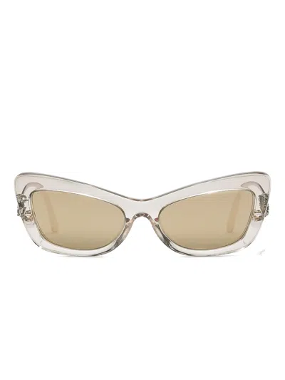 Dolce & Gabbana Crystal-embellished Cat-eye Frame Sunglasses In Transparent