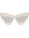 Dolce & Gabbana Crystal-embellished Cat-eye Sunglasses In Silver