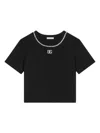 Dolce & Gabbana Girl's Embellished Interlocked Logo-print T-shirt In Black