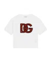 Dolce & Gabbana Girl's Rhinestone Embellished Interlocked Logo-print T-shirt In White