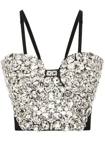Dolce & Gabbana Crystal-embellished Crop Top In Black