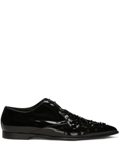 Dolce & Gabbana Rhinestone-embellished Derby Shoes In Black