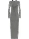 Dolce & Gabbana Long Crystal Mesh Dress In Silber