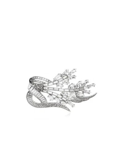 Dolce & Gabbana Crystal-embellished Floral Brooch In Gray