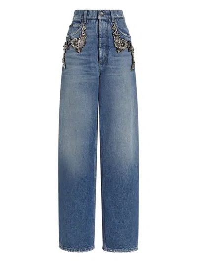 DOLCE & GABBANA CRYSTAL-EMBELLISHED JEANS