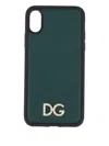 Dolce & Gabbana Crystal-embellished Leather X-xs Iphone Cover In Green