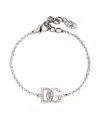 Dolce & Gabbana Crystal-embellished Logo-charm Bracelet In Silver