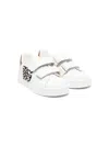 Dolce & Gabbana Crystal-embellished Logo Leather Sneakers In White