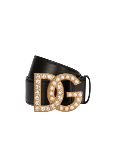 DOLCE & GABBANA DOLCE  GABBANA DG LOGO EMBELLISHED BUCKLE BELT