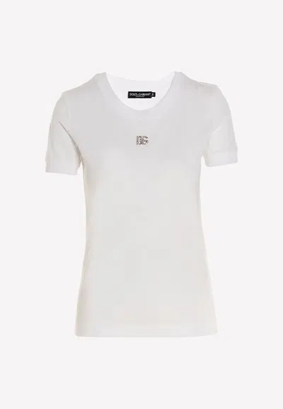 Dolce & Gabbana Crystal-embellished Logo T-shirt In White