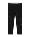 Dolce & Gabbana Crystal-embellished Logo-waistband Leggings In Black