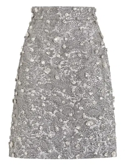 Dolce & Gabbana Crystal-embellished Midi Skirt In Silver