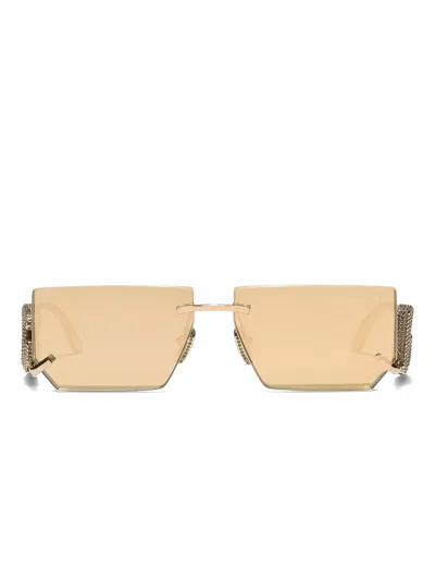 Dolce & Gabbana Crystal-embellished Rectangle-frame Sunglasses In Neutral