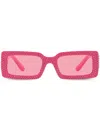 Dolce & Gabbana Crystal-embellished Rectangle-frame Sunglasses In Rosa