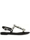 Dolce & Gabbana Black Sandals With Embroidered Stones Decorations In Satin Woman
