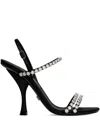 Dolce & Gabbana Satin Sandals Crystal Strap In Black