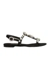 Dolce & Gabbana Black Sandals With Embroidered Stones Decorations In Satin Woman In Black