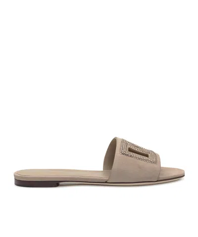 Dolce & Gabbana Crystal-embellished Sandals In Brown