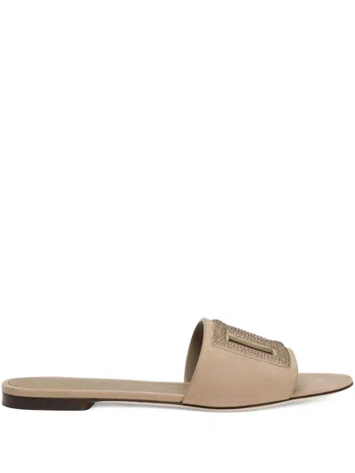 Dolce & Gabbana Crystal-embellished Sandals In Neutral