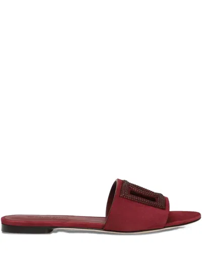 Dolce & Gabbana Crystal-embellished Sandals In Red