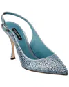 Dolce & Gabbana Rhinestone Decorated Pointed-toe Leather Shoes In Blue