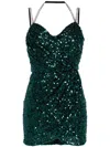Dolce & Gabbana Crystal-embellished Sequinned Mini Dress In V0403 Dark Green