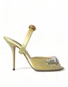 Dolce & Gabbana Yellow Satin Crystal Mary Janes Sandals In Yellow