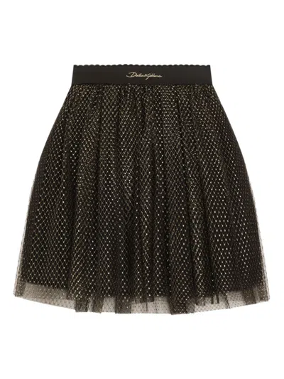 Dolce & Gabbana Kids' Crystal-embellished Skirt In Black