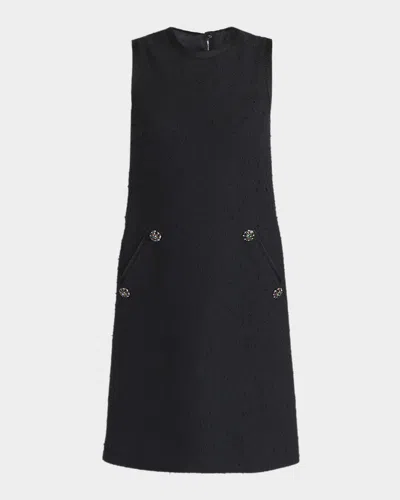Dolce & Gabbana Crystal Embellished Sleeveless Boucle Dress In Black