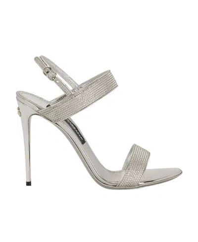 Dolce & Gabbana Crystal-embellished Slingback Sandals In Gray