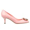 Dolce & Gabbana Crystal Embellished Suede Pumps In Pink