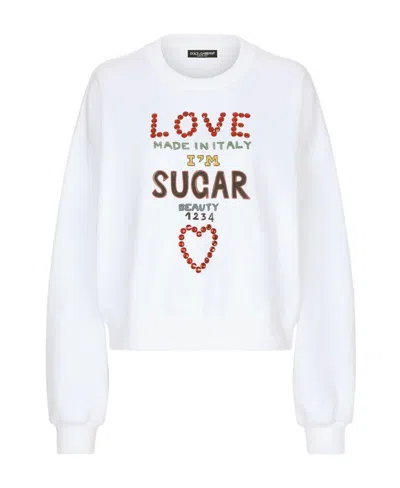 DOLCE & GABBANA DOLCE  GABBANA SLOGAN PRINTED JERSEY SWEATSHIRT