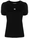 Dolce & Gabbana Black T-shirt With Logo Decorated With Crystals On The Front In Schwarz